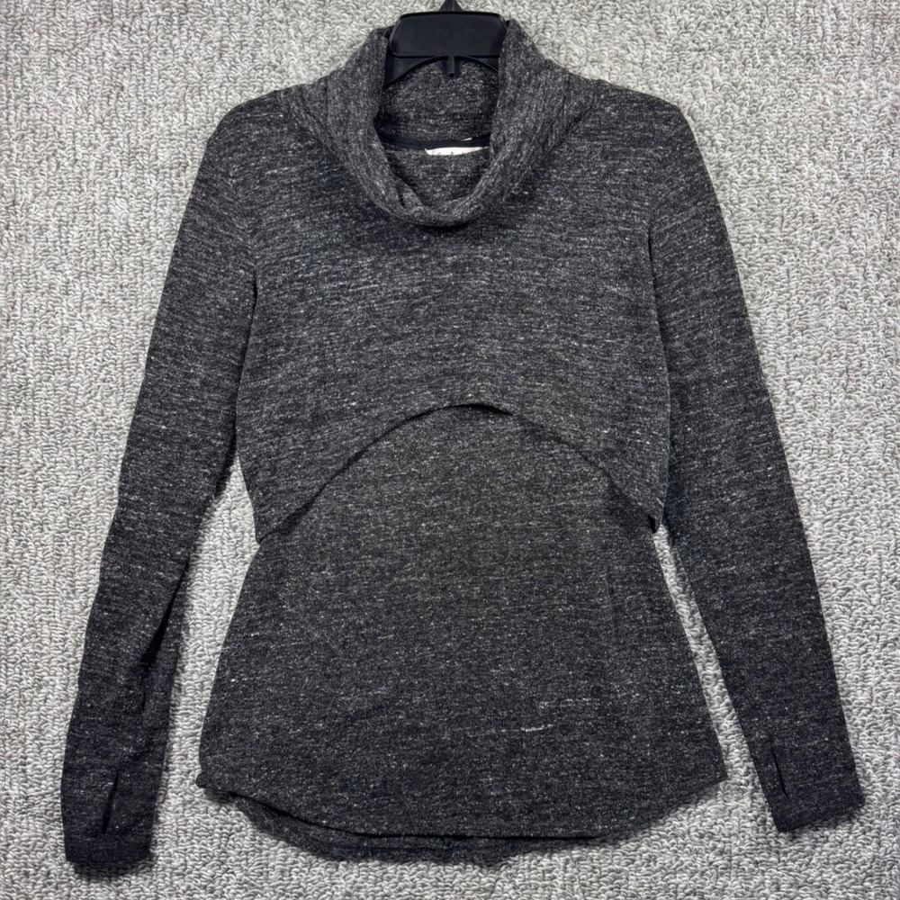 CAbi Glee Sweater Tank Set Cowl Neck Cropped Thumbholes Boho Marled Gray Women S